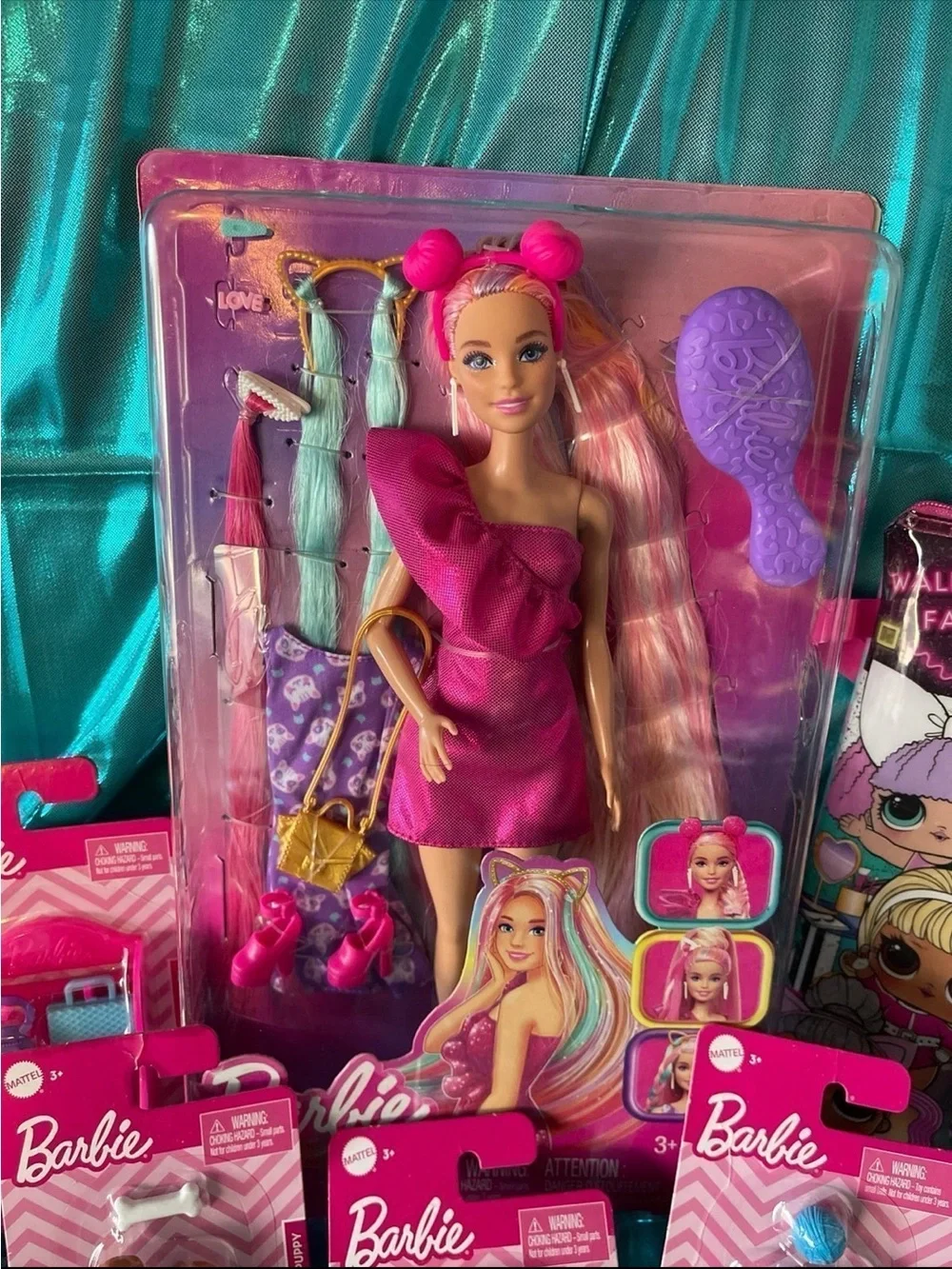 Barbie Fashion Doll Bundle with Pink Accessories and Pets